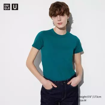 Футболка Uniqlo U-образной формы, темно-зеленый