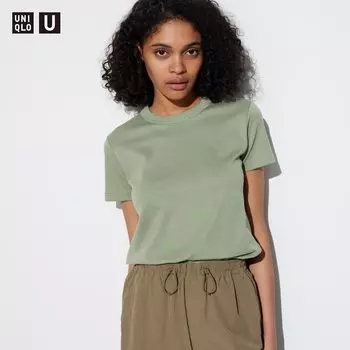 Футболка Uniqlo U-образной формы, зеленый