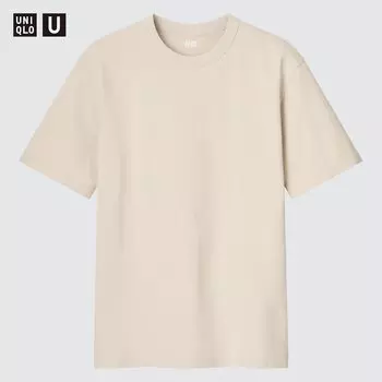 Футболка Uniqlo U с круглым вырезом и короткими рукавами Uniqlo, бежевый