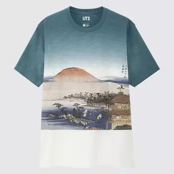 Футболка Uniqlo Ukiyo-e UT Archive с графикой, синий