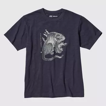 Футболка Uniqlo UT Japanese Art, темно-серый
