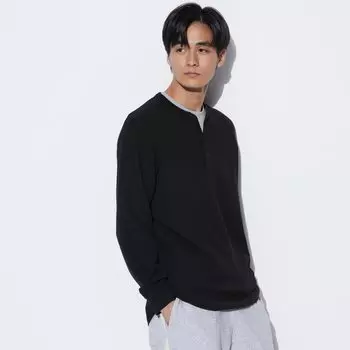 Футболка Uniqlo вафельная, черный