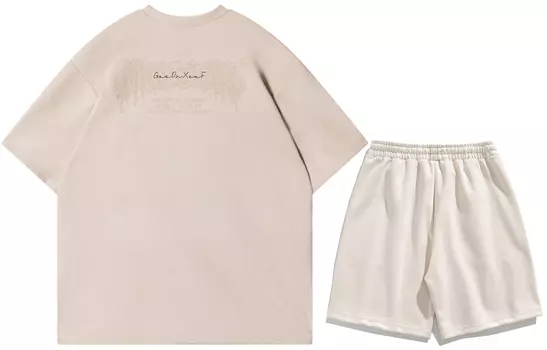 Футболка унисекс A.X.S.K, Абрикосовый + замшевые шорты