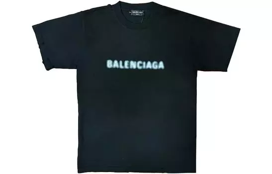 Футболка Balenciaga с неоновым логотипом, черный