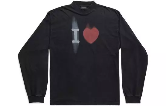 Футболка Balenciaga Unisex с принтом сердца, черный