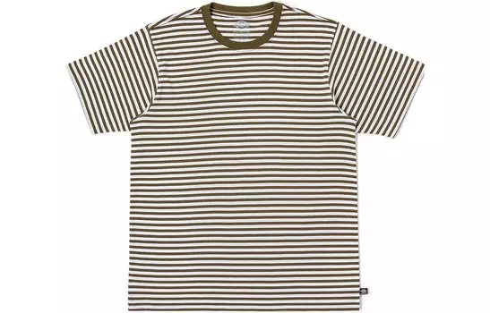 Футболка унисекс белая темно-оливковая зеленая в полоску Dickies, зеленый