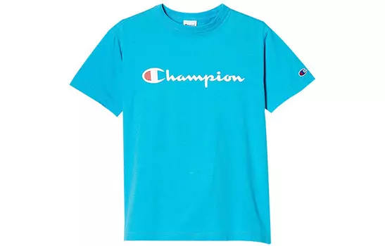 Футболка унисекс бирюзового цвета Champion, голубой