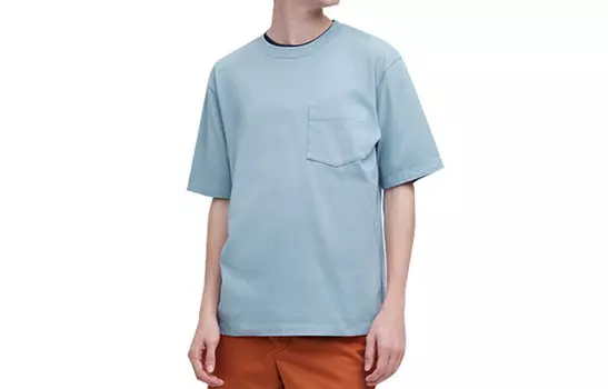 Футболка унисекс бирюзового цвета Uniqlo, голубой