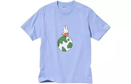 Футболка унисекс бирюзового цвета Uniqlo, голубой