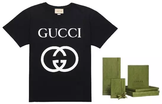 Футболка унисекс черная подарочная коробка Gucci, черный