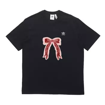 Футболка унисекс черная/розовая Adidas Originals, черный