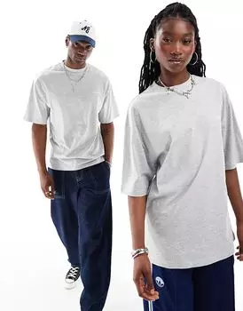 Футболка унисекс COLLUSION с логотипом серого меланжевого цвета