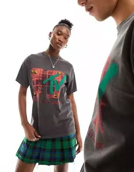 Футболка унисекс цвета Reclaimed Vintage с лицензионной графикой MTV