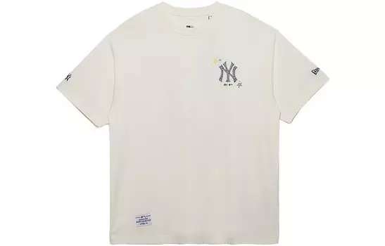 Футболка унисекс цвета слоновой кости белого цвета New Era, белый