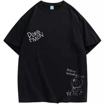 Футболка унисекс Doraemon, Футболка с длинным рукавом (серо-зеленая)