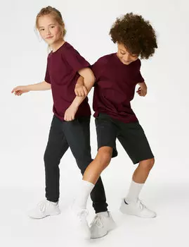 Футболка унисекс из чистого хлопка (2–16 лет) Marks & Spencer, бургундия
