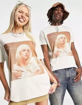 Футболка унисекс из хлопка с логотипом Billie Eilish Reclaimed Vintage, экрю