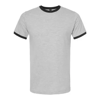 Футболка унисекс из тонкого джерси Tultex Ringer, цвет Erica Grey Black