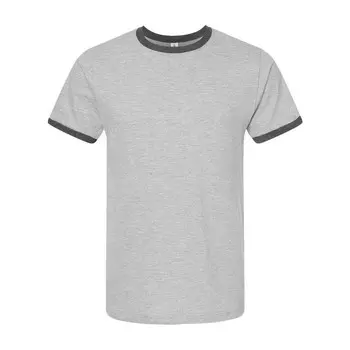 Футболка унисекс из тонкого джерси Tultex Ringer, цвет Heather Grey