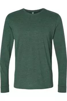 Футболка унисекс из замши с длинным рукавом Next Level, цвет heather forest green