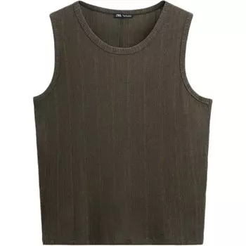 Футболка унисекс коричневая Zara, коричневый