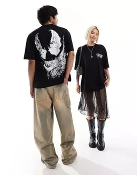 Футболка унисекс Marvel с крупным принтом Venom черного цвета ASOS DESIGN