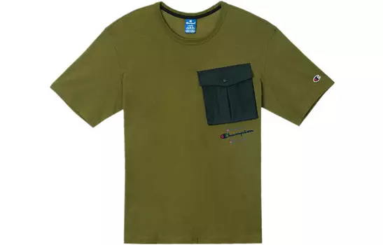 Футболка унисекс оливково-зеленая Champion, оливково-зеленый