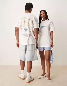 Футболка унисекс оверсайз ASOS DESIGN Disney Pixar белого цвета с принтами «В поисках Немо»