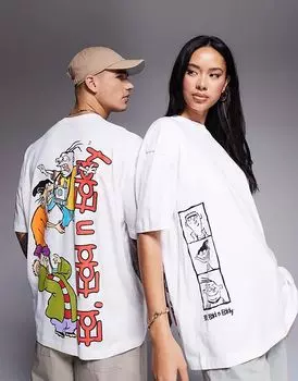 Футболка унисекс оверсайз с лицензионным принтом Ed, Edd n Eddy в белом цвете ASOS DESIGN