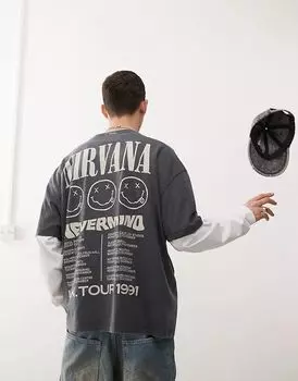 Футболка унисекс оверсайз с лицензионным принтом Nirvana Nevermind черного цвета ASOS DESIGN