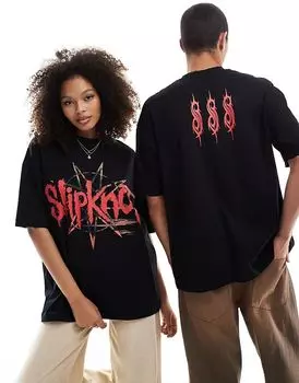 Футболка унисекс оверсайз с лицензионным принтом Slipknot черного цвета ASOS DESIGN