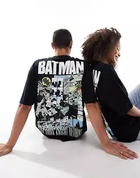 Футболка унисекс оверсайз с принтом Бэтмена черного цвета ASOS DESIGN