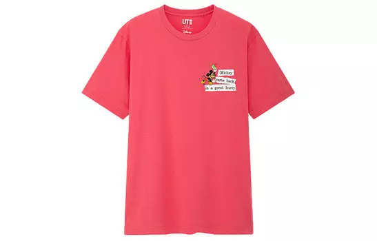 Футболка унисекс персиково-розовая Uniqlo, розовый