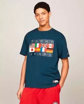 Футболка унисекс с короткими рукавами и круглым вырезом International Games Tommy Jeans, темно-синий