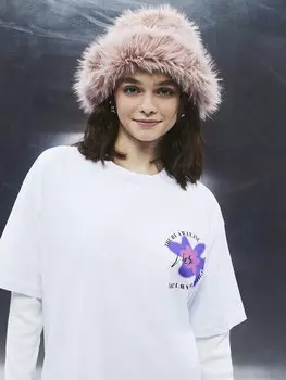 Футболка унисекс с круглым вырезом и принтом с короткими рукавами 14-18, оптический белый