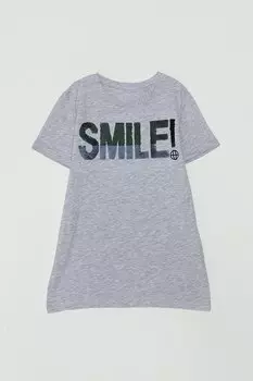 Футболка унисекс с принтом Smile и пайетками JackandRoy