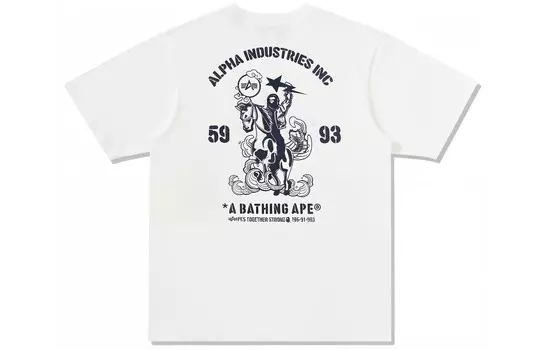Футболка унисекс с совместным брендом Alpha Industries A Bathing Ape, белый