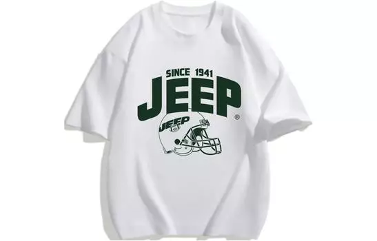 Футболка унисекс с заниженной линией плеч 2024 года Jeep, Raw White