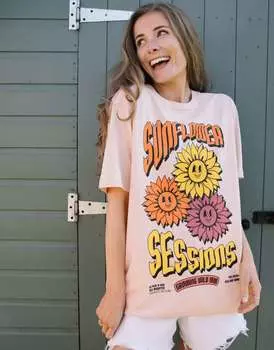 Футболка унисекс Sunflower Sessions Festival персикового цвета Batch1