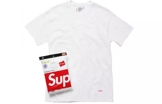 Футболка унисекс Supreme X Hanes Tagless Tees 3 шт, белый