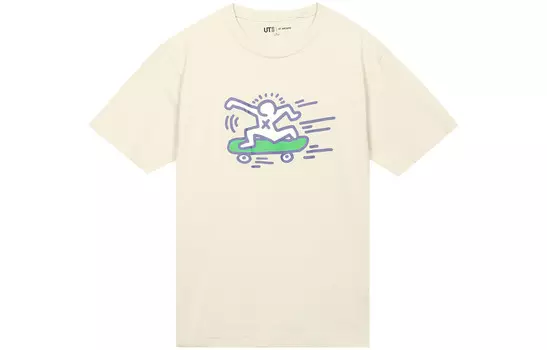 Футболка унисекс светло-бежевая Uniqlo, светло-бежевый
