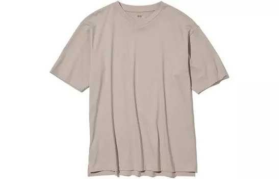 Футболка унисекс светло-бежевая Uniqlo, светло-бежевый