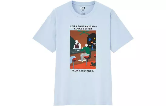 Футболка унисекс светло-голубая Uniqlo, светло-голубой