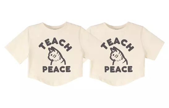 Футболка унисекс Teach Peace, цвет Dark gray cropped + beige cropped two-pack