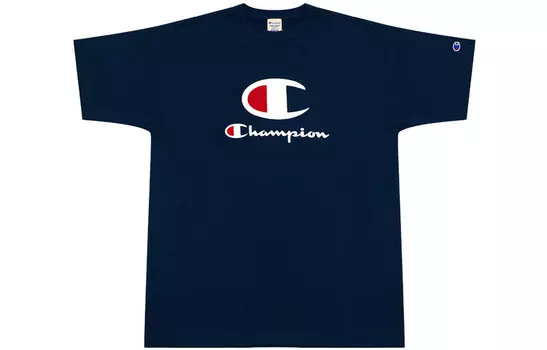 Футболка унисекс темно-синяя Champion, темно-синий