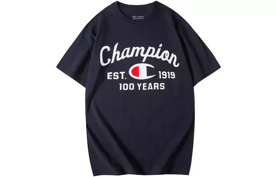 Футболка унисекс темно-синяя Champion, темно-синий