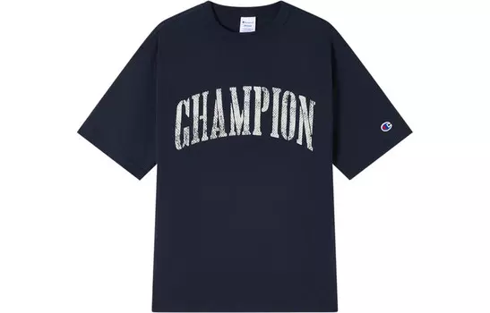 Футболка унисекс темно-синяя Champion, темно-синий