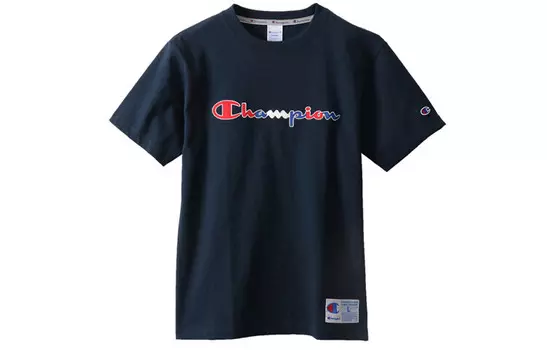 Футболка унисекс темно-синяя Champion, темно-синий