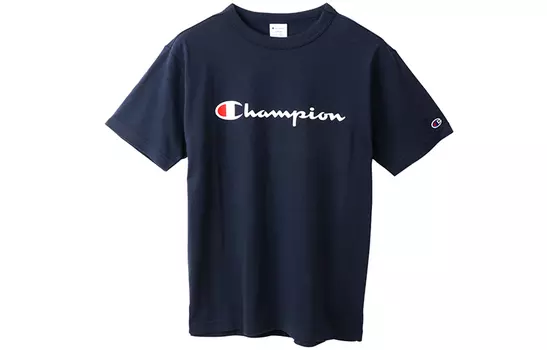 Футболка унисекс темно-синяя Champion, темно-синий