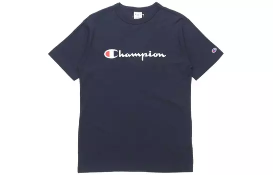 Футболка унисекс темно-синяя Champion, темно-синий